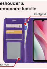 NoXx Hoes Geschikt voor Samsung A15 Hoesje Book Case Hoes Flip Cover Wallet Bookcase Met 2x Screenprotector - Paars
