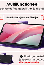 NoXx Hoes Geschikt voor Samsung A15 Hoesje Book Case Hoes Flip Cover Wallet Bookcase Met 2x Screenprotector - Paars