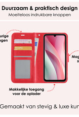 NoXx Hoes Geschikt voor Samsung A15 Hoesje Book Case Hoes Flip Cover Wallet Bookcase Met 2x Screenprotector - Rood
