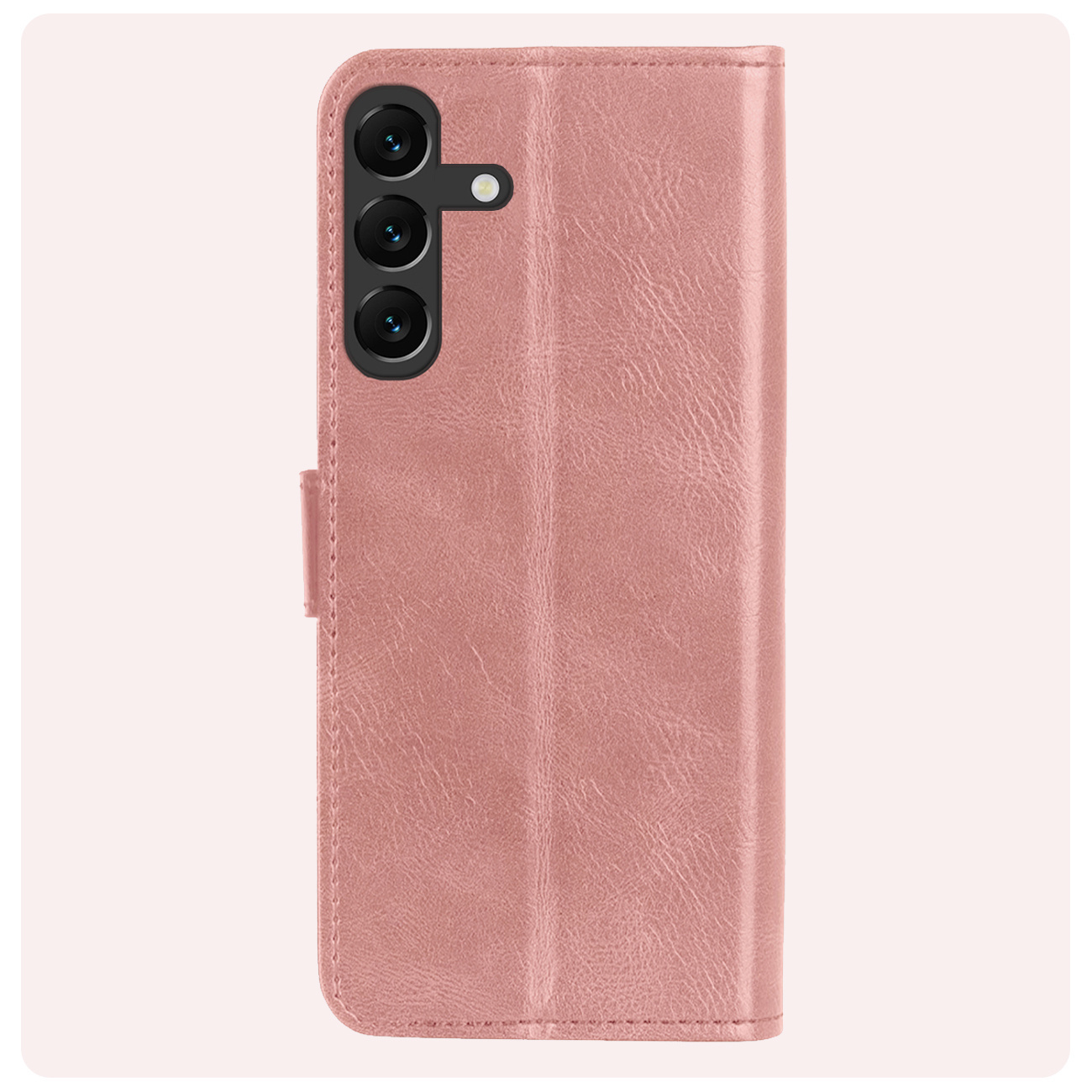 NoXx Hoes Geschikt voor Samsung A15 Hoesje Book Case Hoes Flip Cover Wallet Bookcase Met 2x Screenprotector - Rosé goud