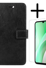 BASEY. Hoes Geschikt voor Samsung A15 Hoesje Bookcase Hoes Flip Case Book Cover Met Screenprotector - Hoesje Geschikt voor Samsung Galaxy A15 Hoes Book Case Hoesje - Zwart