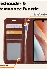 Nomfy Hoesje Geschikt voor Samsung A15 Hoes Bookcase Flipcase Book Cover Met Screenprotector - Hoes Geschikt voor Samsung Galaxy A15 Hoesje Book Case - Bruin