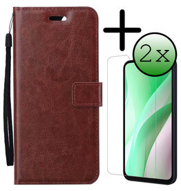 BASEY. BASEY. Samsung Galaxy A15 Hoesje Bookcase Met 2x Screenprotector - Bruin