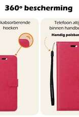 Nomfy Hoesje Geschikt voor Samsung A15 Hoes Bookcase Flipcase Book Cover Met Screenprotector - Hoes Geschikt voor Samsung Galaxy A15 Hoesje Book Case - Donkerroze