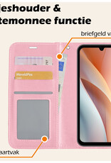 Nomfy Hoesje Geschikt voor Samsung A15 Hoes Bookcase Flipcase Book Cover Met Screenprotector - Hoes Geschikt voor Samsung Galaxy A15 Hoesje Book Case - Lichtroze