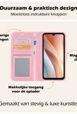 Nomfy Hoesje Geschikt voor Samsung A15 Hoes Bookcase Flipcase Book Cover Met Screenprotector - Hoes Geschikt voor Samsung Galaxy A15 Hoesje Book Case - Lichtroze