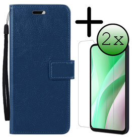 BASEY. BASEY. Samsung Galaxy A15 Hoesje Bookcase Met 2x Screenprotector - Donkerblauw