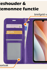 Nomfy Hoesje Geschikt voor Samsung A15 Hoes Bookcase Flipcase Book Cover Met Screenprotector - Hoes Geschikt voor Samsung Galaxy A15 Hoesje Book Case - Paars