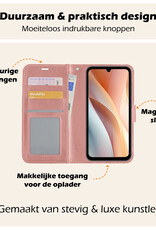 Nomfy Hoesje Geschikt voor Samsung A15 Hoes Bookcase Flipcase Book Cover Met Screenprotector - Hoes Geschikt voor Samsung Galaxy A15 Hoesje Book Case - Rosé goud