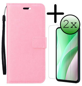BASEY. BASEY. Samsung Galaxy A15 Hoesje Bookcase Met 2x Screenprotector - Lichtroze