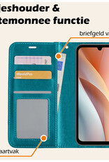 Nomfy Hoesje Geschikt voor Samsung A15 Hoes Bookcase Flipcase Book Cover Met Screenprotector - Hoes Geschikt voor Samsung Galaxy A15 Hoesje Book Case - Turquoise