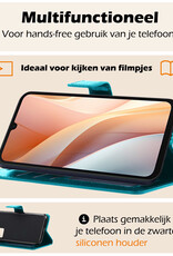Nomfy Hoesje Geschikt voor Samsung A15 Hoes Bookcase Flipcase Book Cover Met Screenprotector - Hoes Geschikt voor Samsung Galaxy A15 Hoesje Book Case - Turquoise