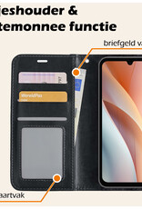 Nomfy Hoesje Geschikt voor Samsung A15 Hoes Bookcase Flipcase Book Cover Met Screenprotector - Hoes Geschikt voor Samsung Galaxy A15 Hoesje Book Case - Zwart