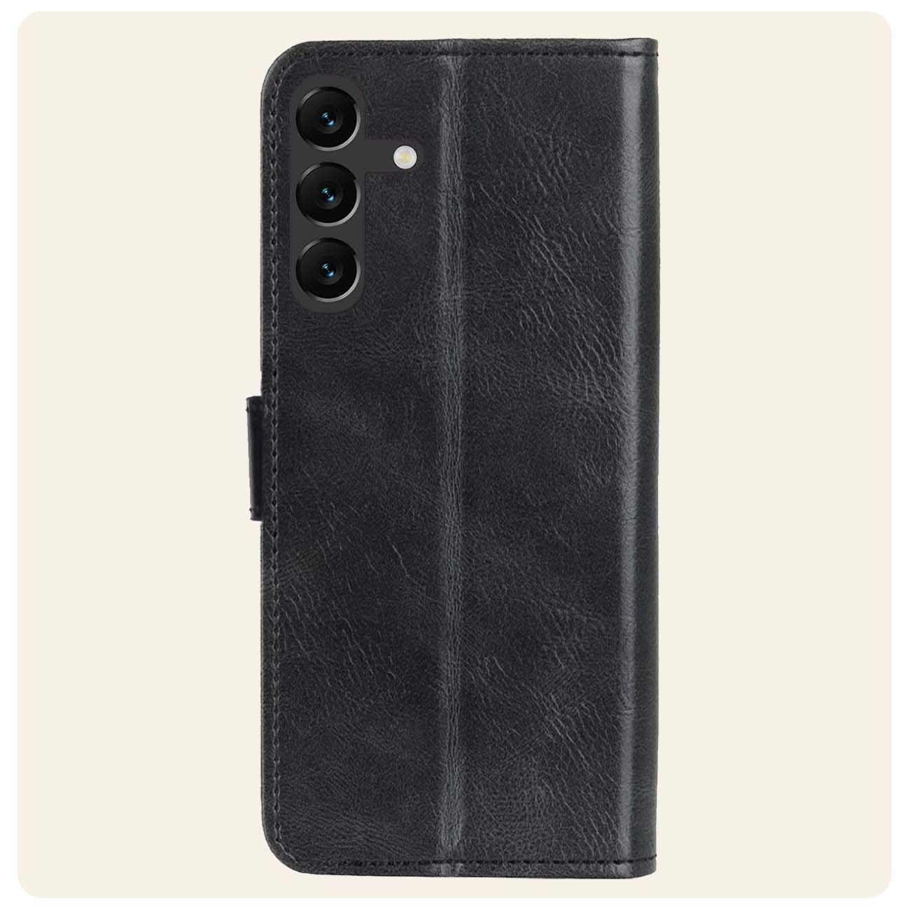 Nomfy Hoesje Geschikt voor Samsung A15 Hoes Bookcase Flipcase Book Cover Met Screenprotector - Hoes Geschikt voor Samsung Galaxy A15 Hoesje Book Case - Zwart