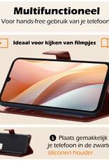 Nomfy Hoesje Geschikt voor Samsung A15 Hoes Bookcase Flipcase Book Cover Met 2x Screenprotector - Hoes Geschikt voor Samsung Galaxy A15 Hoesje Book Case - Bruin