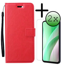 BASEY. BASEY. Samsung Galaxy A15 Hoesje Bookcase Met 2x Screenprotector - Rood