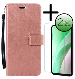BASEY. BASEY. Samsung Galaxy A15 Hoesje Bookcase Met 2x Screenprotector - Rose Goud