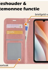Nomfy Hoesje Geschikt voor Samsung A15 Hoes Bookcase Flipcase Book Cover Met 2x Screenprotector - Hoes Geschikt voor Samsung Galaxy A15 Hoesje Book Case - Rosé goud