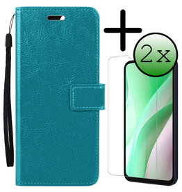 BASEY. BASEY. Samsung Galaxy A15 Hoesje Bookcase Met 2x Screenprotector - Turquoise