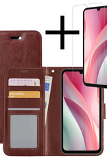 NoXx Hoes Geschikt voor Samsung A15 Hoesje Book Case Hoes Flip Cover Wallet Bookcase Met Screenprotector - Bruin