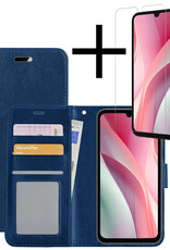 NoXx Hoes Geschikt voor Samsung A15 Hoesje Book Case Hoes Flip Cover Wallet Bookcase Met Screenprotector - Donkerblauw