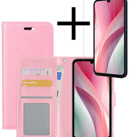 NoXx NoXx Samsung Galaxy A15 Hoesje Bookcase Met Screenprotector - Lichtroze