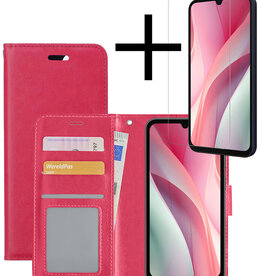 NoXx NoXx Samsung Galaxy A15 Hoesje Bookcase Met Screenprotector - Donkerroze