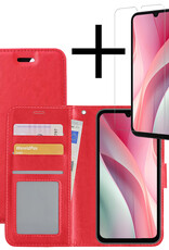 NoXx Hoes Geschikt voor Samsung A15 Hoesje Book Case Hoes Flip Cover Wallet Bookcase Met Screenprotector - Rood