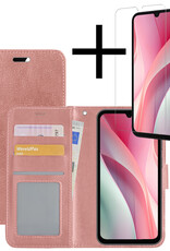 NoXx Hoes Geschikt voor Samsung A15 Hoesje Book Case Hoes Flip Cover Wallet Bookcase Met Screenprotector - Rosé goud