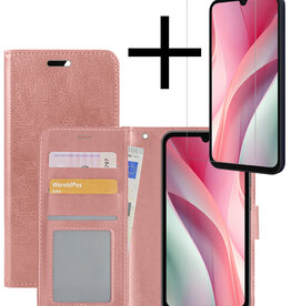 NoXx NoXx Samsung Galaxy A15 Hoesje Bookcase Met Screenprotector - Rose Goud