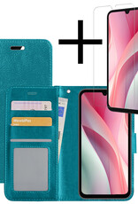 NoXx Hoes Geschikt voor Samsung A15 Hoesje Book Case Hoes Flip Cover Wallet Bookcase Met Screenprotector - Turquoise
