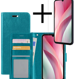 NoXx NoXx Samsung Galaxy A15 Hoesje Bookcase Met Screenprotector - Turquoise