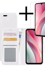 NoXx Hoes Geschikt voor Samsung A15 Hoesje Book Case Hoes Flip Cover Wallet Bookcase Met Screenprotector - Wit