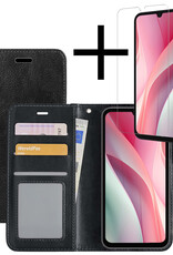 NoXx Hoes Geschikt voor Samsung A15 Hoesje Book Case Hoes Flip Cover Wallet Bookcase Met Screenprotector - Zwart