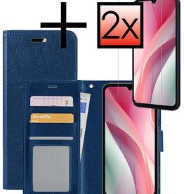 NoXx NoXx Samsung Galaxy A15 Hoesje Bookcase Met 2x Screenprotector - Donkerblauw