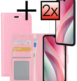 NoXx NoXx Samsung Galaxy A15 Hoesje Bookcase Met 2x Screenprotector - Lichtroze