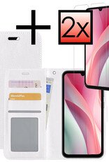 NoXx Hoes Geschikt voor Samsung A15 Hoesje Book Case Hoes Flip Cover Wallet Bookcase Met 2x Screenprotector - Wit