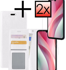 NoXx NoXx Samsung Galaxy A15 Hoesje Bookcase Met 2x Screenprotector - Wit
