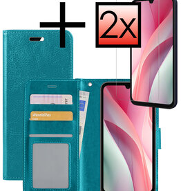 NoXx NoXx Samsung Galaxy A15 Hoesje Bookcase Met 2x Screenprotector - Turquoise