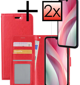 NoXx NoXx Samsung Galaxy A15 Hoesje Bookcase Met 2x Screenprotector - Rood