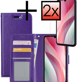 NoXx NoXx Samsung Galaxy A15 Hoesje Bookcase Met 2x Screenprotector - Paars