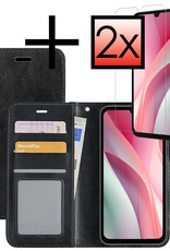 NoXx Hoes Geschikt voor Samsung A15 Hoesje Book Case Hoes Flip Cover Wallet Bookcase Met 2x Screenprotector - Zwart