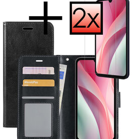 NoXx NoXx Samsung Galaxy A15 Hoesje Bookcase Met 2x Screenprotector - Zwart