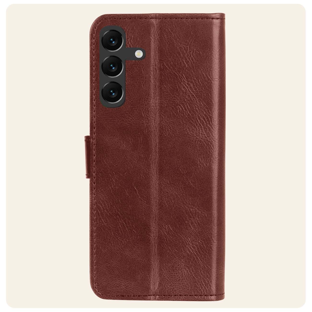 Nomfy Hoesje Geschikt voor Samsung A15 Hoes Bookcase Flipcase Book Cover Met Screenprotector - Hoes Geschikt voor Samsung Galaxy A15 Hoesje Book Case - Bruin