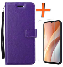 Nomfy Nomfy Samsung Galaxy A15 Hoesje Bookcase Met Screenprotector - Paars