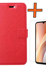 Nomfy Hoesje Geschikt voor Samsung A15 Hoes Bookcase Flipcase Book Cover Met Screenprotector - Hoes Geschikt voor Samsung Galaxy A15 Hoesje Book Case - Rood