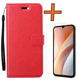 Nomfy Nomfy Samsung Galaxy A15 Hoesje Bookcase Met Screenprotector - Rood
