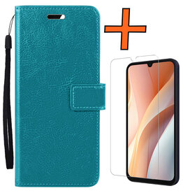 Nomfy Nomfy Samsung Galaxy A15 Hoesje Bookcase Met Screenprotector - Turquoise