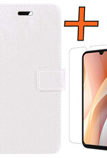 Nomfy Hoesje Geschikt voor Samsung A15 Hoes Bookcase Flipcase Book Cover Met Screenprotector - Hoes Geschikt voor Samsung Galaxy A15 Hoesje Book Case - Wit