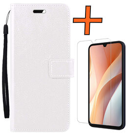 Nomfy Nomfy Samsung Galaxy A15 Hoesje Bookcase Met Screenprotector - Wit